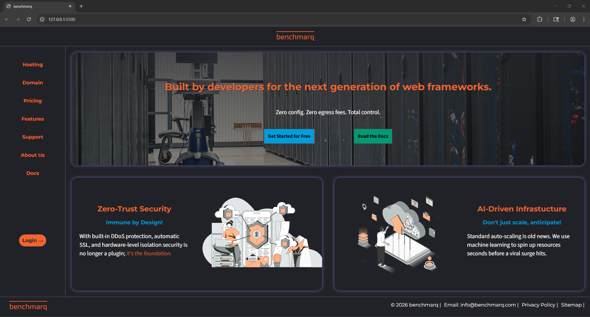Screenshot of website