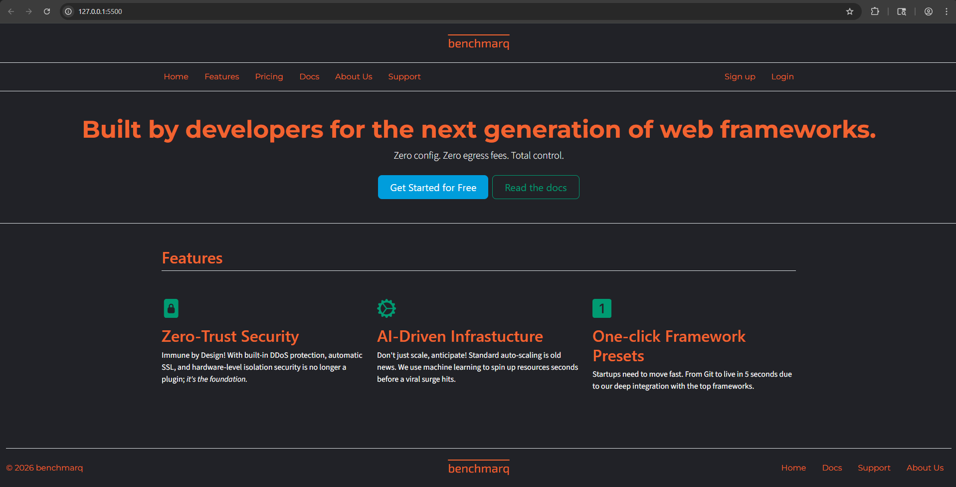 Screenshot of a basic HTML only site